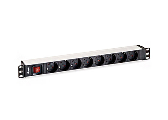 Equip Regleta de Aluminio con 8 Shuckos para Montaje en Rack 19" 1U - Interruptor On/Off - Cable de 1.80m