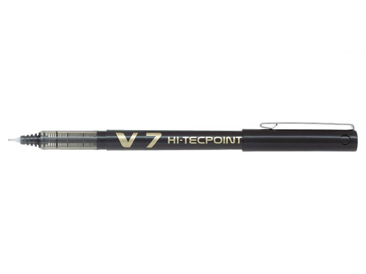 Pilot Boligrafo de tinta liquida V7 HI-Tecpoint Rollerball - Punta fina de aguja 0.7mm - Trazo 0.5mm - Color Negro