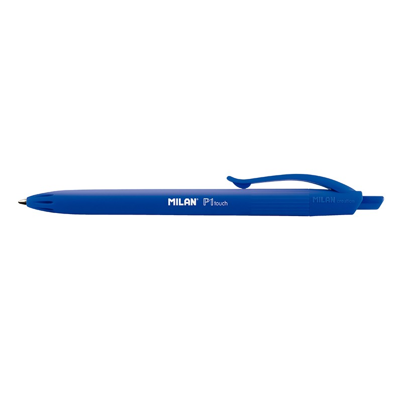 Milan P1 Touch Boligrafo de Bola Retractil - Punta Redonda 1mm - Tinta con Base de Aceite - Escritura Suave - 1.200m de Escritura - Color Azul