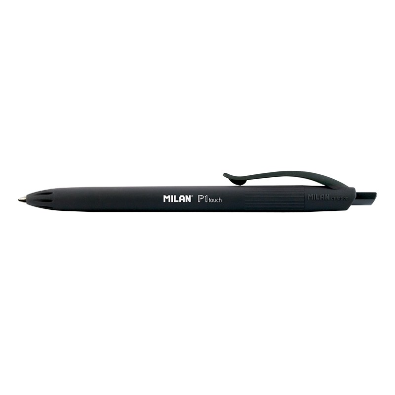 Milan P1 Touch Boligrafo de Bola Retractil - Punta Redonda 1mm - Tinta de Aceite - Escritura Suave - 1.200m de Escritura - Color Negro