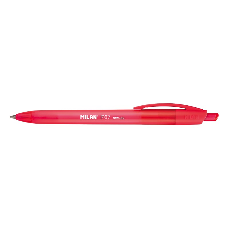Milan P07 Dry-Gel Boligrafo de Gel Retractil - Punta 0.7mm - Secado Rapido - Color Rojo