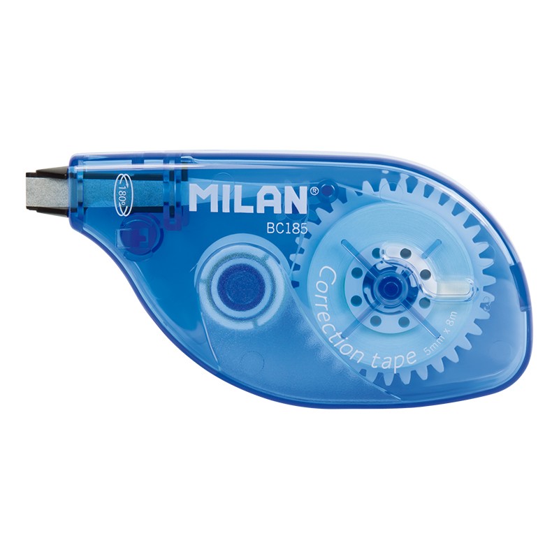 Milan Cinta Correctora - Correcion en Seco - Rapida, Limpia y Precisa - Medidas 5mm x 8m - Para todo Tipo de Papel - Color Azul