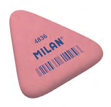 Milan 4836 Goma de Borrar Triangular Flexible - Miga de Pan - Caucho Sintetico - Envueltas Individualmente - Color Rosa