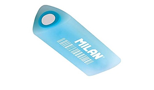 Milan Cristal F30 Goma de Borrar Tecnica Prisma - Plastico - Indicada para Dibujo Lineal - Color Azul Translucido