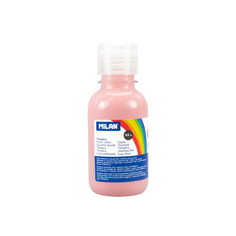 Milan Botella de Tempera - 125ml - Tapon Dosificador - Secado Rapido - Mezclable - Color Rosa Palido