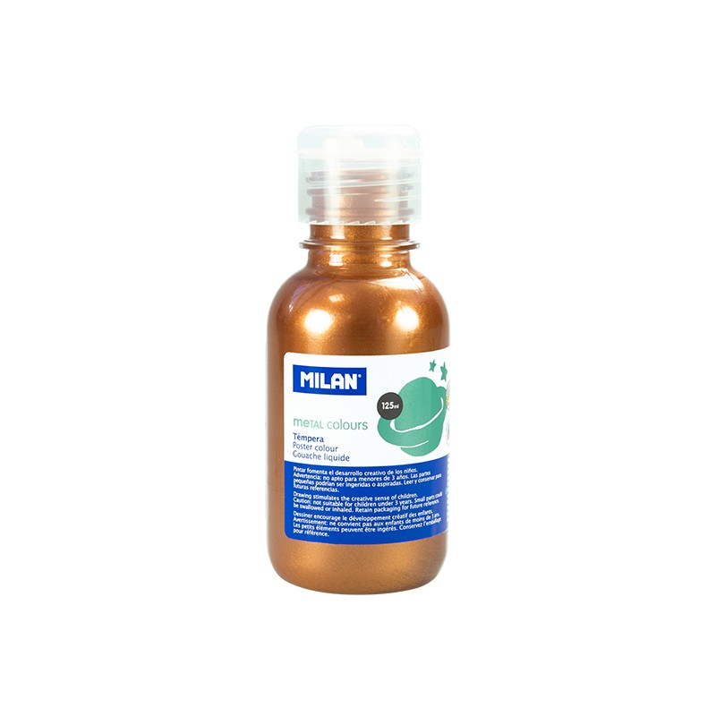 Milan Botella de Tempera - 125ml - Tapon Dosificador - Secado Rapido - Mezclable - Color Cobre