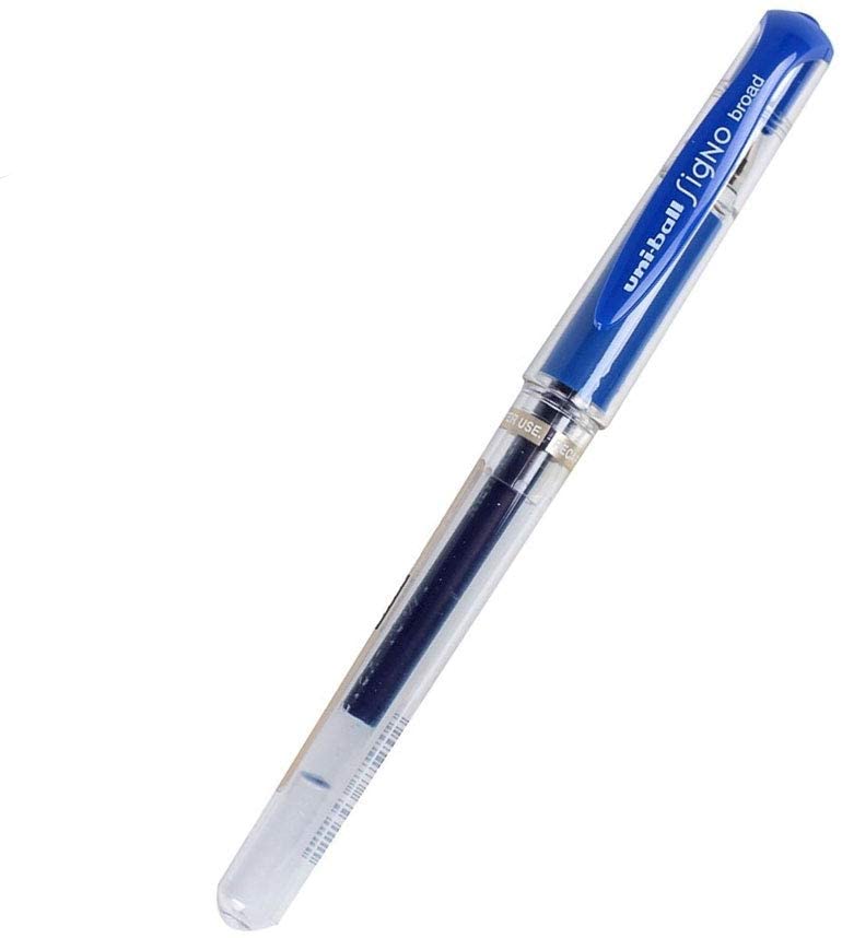 Uni-ball Signo Broad Boligrafo de Gel - Punta de Acero Inoxidable 1 mm. - Trazo 0.60 mm. aprox. - Tinta Gel - Sujecion de Caucho - Color Azul - Caja de 12 ud