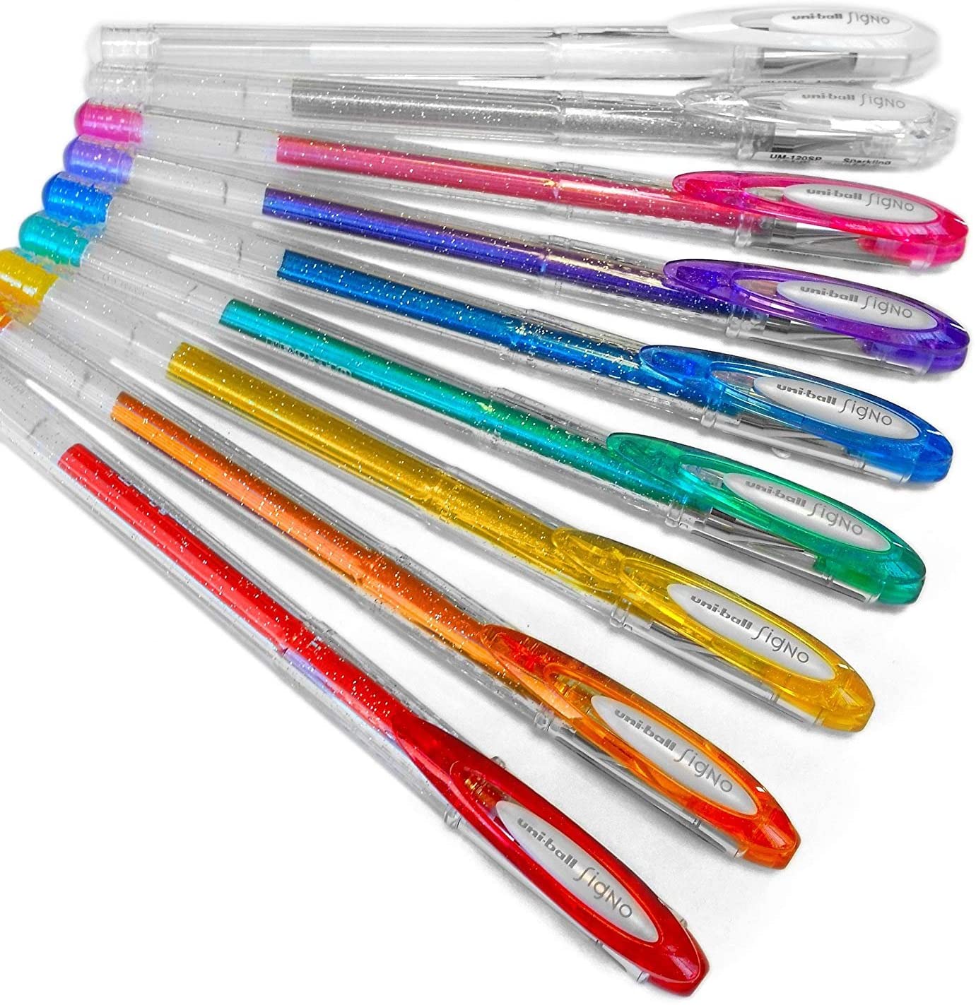 Uni-ball Signo Sparkling Boligrafo de Gel - Punta de Acero Inoxidable 1 mm. - Trazo 0.65 mm. aprox. - Tinta Gel - Colores Surtidos Efecto Purpurina - Expositor de 48 ud