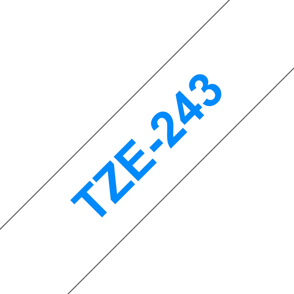 Brother TZe243 Cinta Laminada Generica de Etiquetas - Texto azul sobre fondo blanco - Ancho 18mm x 8 metros