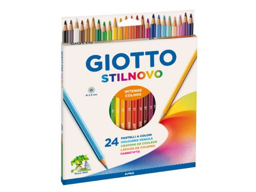Giotto Stilnovo Pack de 24 Lapices Hexagonales de Colores - Mina 3.3mm - Madera - Colores Surtidos