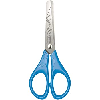 Maped Essentials Tijera Escolar Punta Redonda Acero Inoxidable - Mango de Plastico Simetrico - 13 cm. - Colores Surtidos - Caja Expositora de 24 ud.