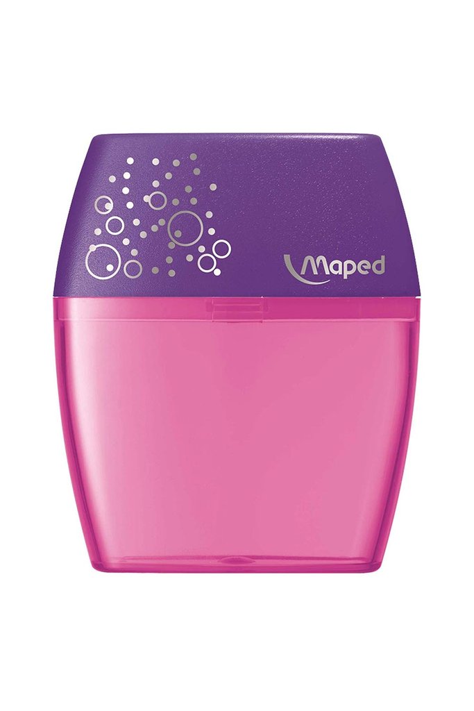 Maped Shaker Sacapuntas con Deposito de Gran Capacidad - 2 Agujeros - Forma Ergonomica - Colores Surtidos - Caja Expositora de 20 uds.