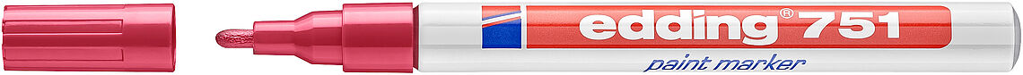 Edding 751 Rotulador Permanente - Punta Redonda - Trazo entre 1 y 2 mm. - Tinta Opaca - Secado Rapido - Color Rojo