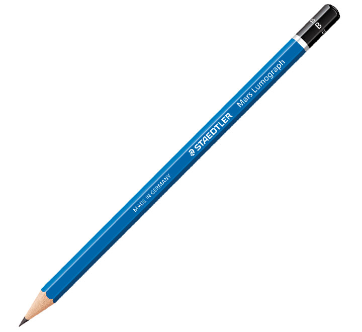 Staedtler Mars Lumograph 100 Lapiz de Grafito Hexagonal - Mina B Ultrarresistente de 2mm - Madera de Bosques Sostenibles - Caja de 12 ud