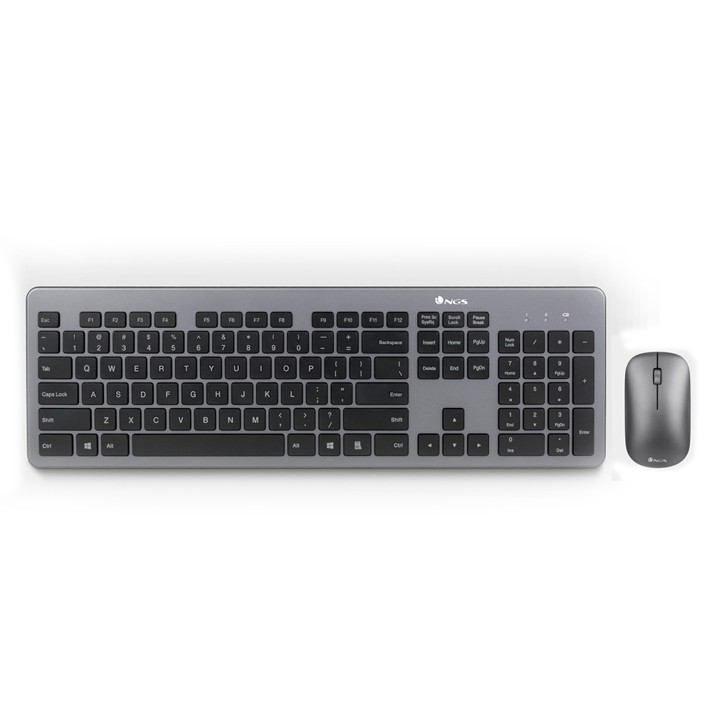 NGS Matrix Pack Inalambrico USB Teclado Multimedia + Raton 1600dpi 3 Botones - Ultra Finos - Uso Ambidiestro - Color Negro