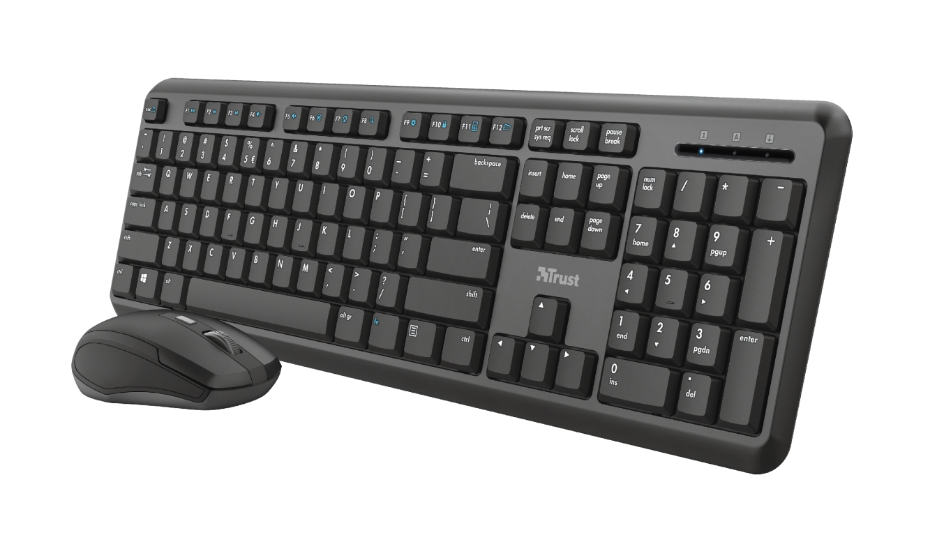 Trust TKM350 Pack Inalambrico USB Teclado Multimedia + Raton 3 Botones - Teclas y Botones Silenciosos - Uso Ambidiestro - Color Negro