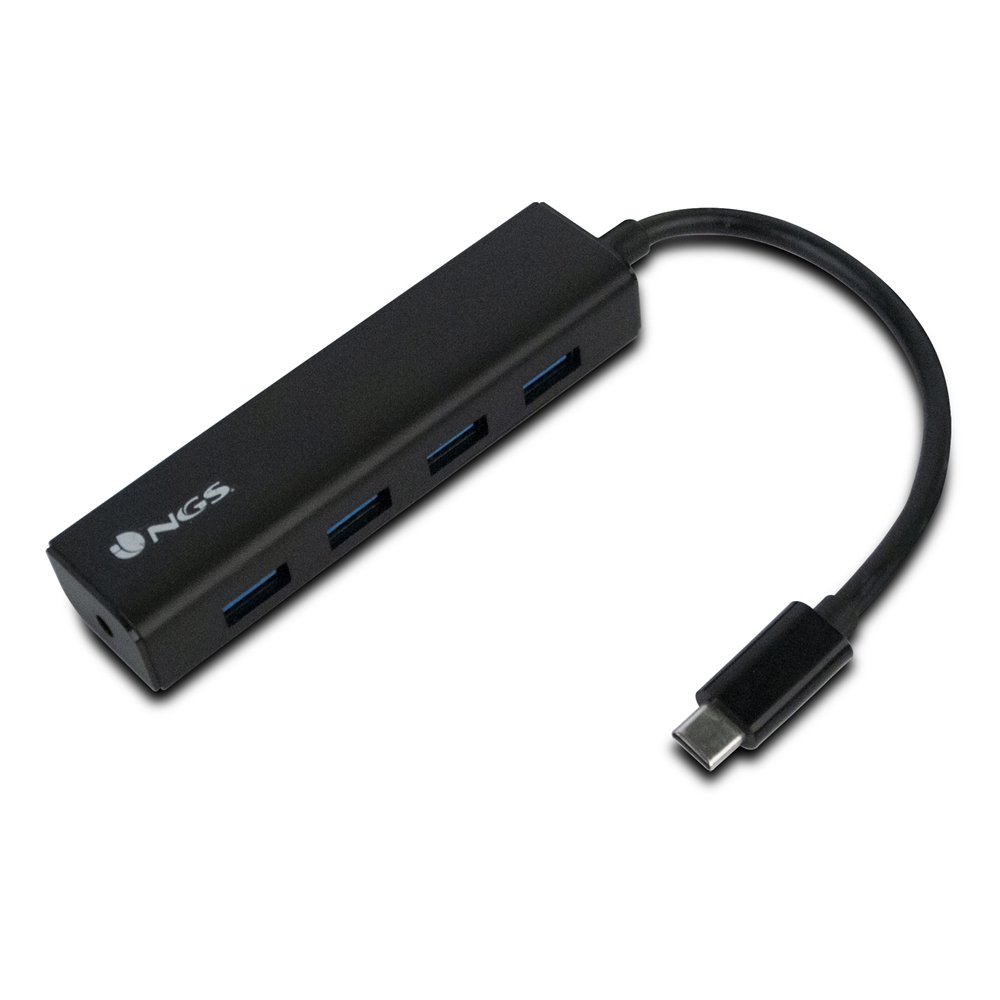 NGS Wonder Hub USB-C - 4 Puertos USB 3.0 - Velocidad de 480 Mbps a 5 Gbps - Color Negro