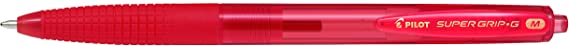 Pilot Boligrafo de Bola Retractil SuperGrip G - Punta Redonda 1.0mm - Trazo 0.4mm - Tinta de Aceite - Grip Ergonomico - Color Rojo