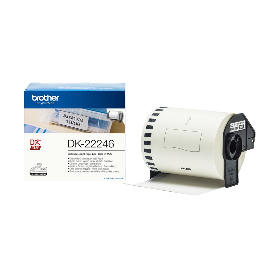 Brother DK22246 - Etiquetas Originales de Tamao personalizado - Ancho 103mm x 30,48 metros - Texto negro sobre fondo blanco