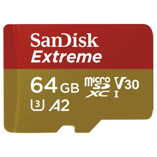 Sandisk Extreme Tarjeta Micro SDXC 64GB UHS-I U3 A2 Clase 10 160MB/s + Adaptador SD