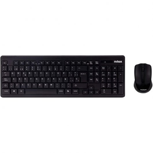 Nilox Pack Inalambrico USB Teclado + Raton 1000dpi - 3 Botones - Uso Ambidiestro - Color Negro