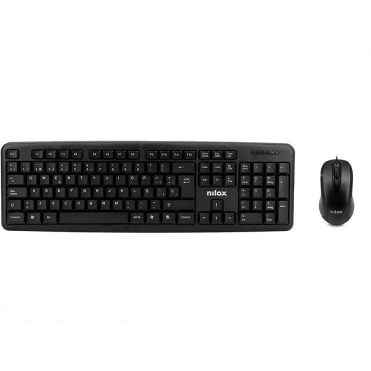 Nilox Pack USB Teclado + Raton - 3 Botones - Uso Ambidiestro - Color Negro