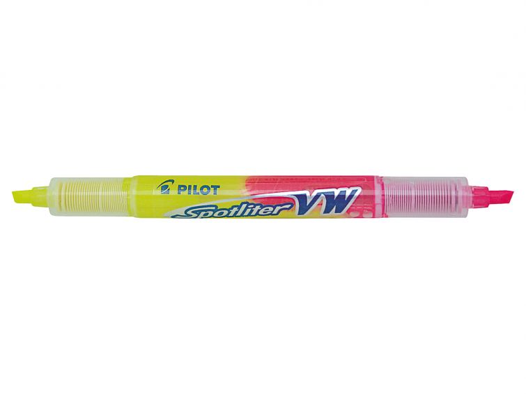 Pilot Rotulador Marcador Spotliter VW - Dos Colores - Fabricado a partir de Plastico Reciclado - Punta Biselada 3.60mm - Trazo de 3.30mm - Color Amarillo/Rosa