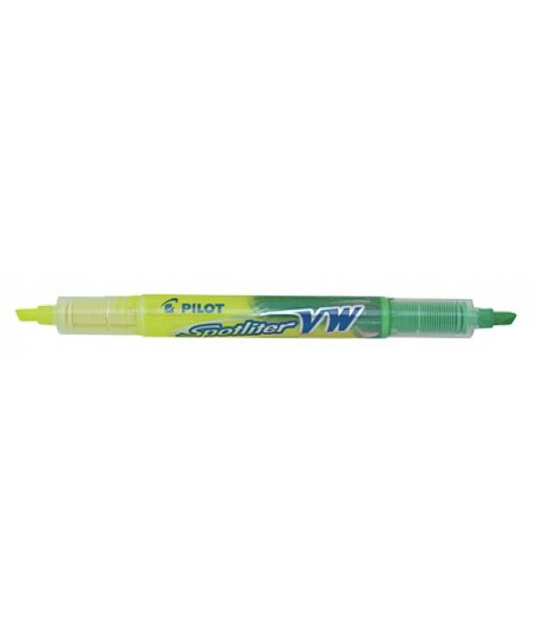 Pilot Rotulador Marcador Spotliter VW - Dos Colores - Fabricado a partir de Plastico Reciclado - Punta Biselada 3.60mm - Trazo de 3.30mm - Color Amarillo/Verde