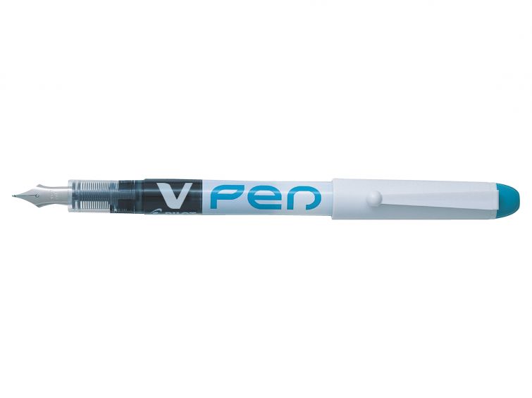 Pilot Pluma Estilografica V-Pen - Desechable - Tinta Liquida Borrable - Punta de Acero - Trazo de 0.5mm - Color Azul Claro