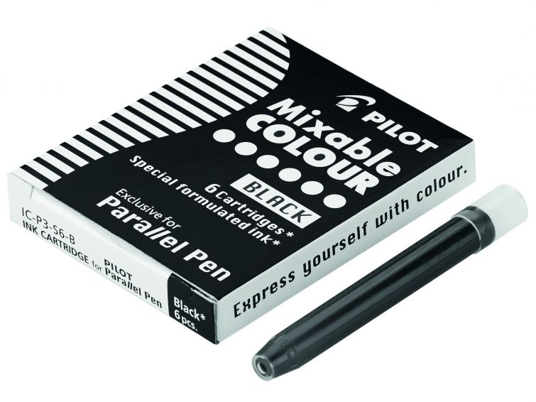 Pilot Pack de 6 Recargas para Pluma Estilografica Parallel - Capacidad 1ml - Color Negro