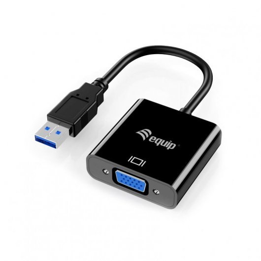 Equip Adaptador USB 3.0 a VGA - Tasa de Transferencia 5 Gbit/s - Maxima Resolucion 1920x1080p - Color Negro