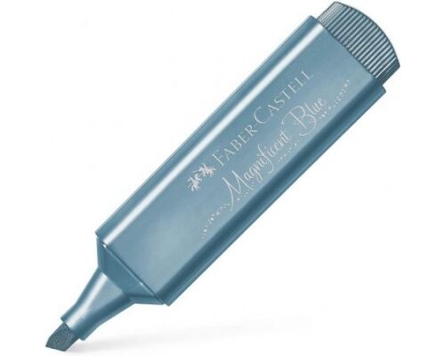 Faber-Castell Rotulador Marcador Fluorescente Textliner 46 - Punta Biselada - Trazo entre 1.2mm y 5mm - Tinta con Base de Agua - Color Azul Metalico