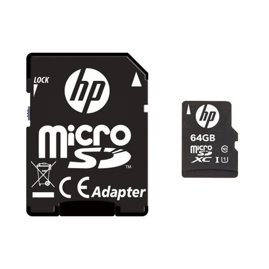 HP mi210 Tarjeta Micro SDHC 64GB UHS-I U1 Clase 10 + Adaptador SD