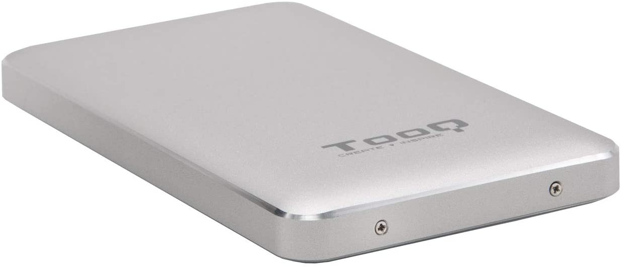 Tooq Carcasa Externa HDD/SDD 2.5" hasta 9,5mm SATA USB 3.1 con Adaptador USB 3.1 Gen1 a USB-C - Color Plata