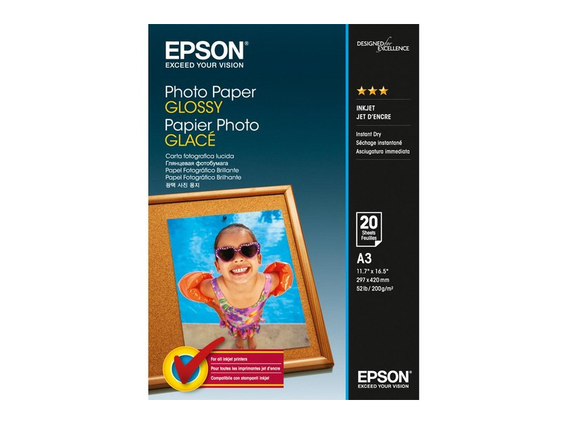 Epson Papel Fotografico Glossy A3 20 Hojas - 297x420mm - 200gr
