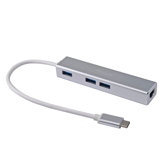 Equip Hub USB-C con 3x USB 3.0 y Adaptador Gigabit  - Velocidad de hasta 5Gbps - Carcasa de Aluminio