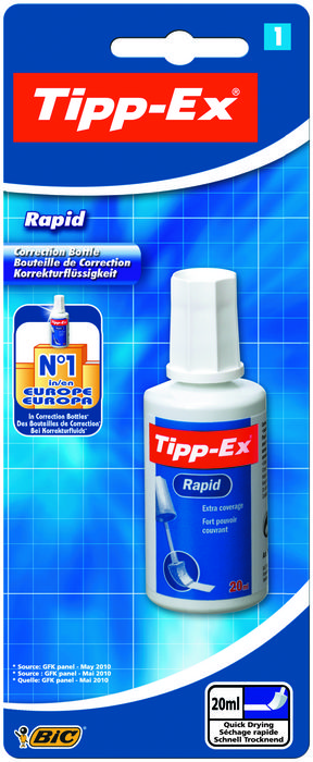 Tipp-Ex Rapid Liquido Corrector 20ml - Formula de Secado Rapido - Aplicador de Espuma