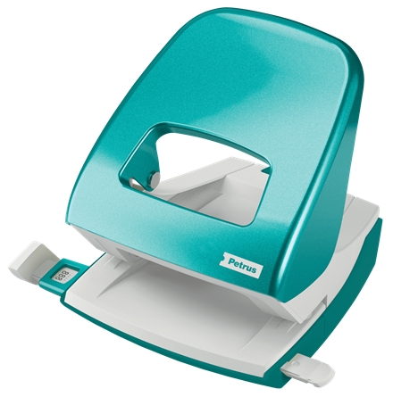 Petrus 62 Taladro Perforador - Hasta 30 Hojas - Marcas de Formato - Punzones 5.5mm - Color Turquesa