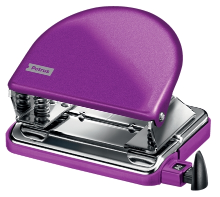 Petrus 52 Taladro Perforador Clasico Metalico - Hasta 20 Hojas - Marcas de Formato - Facil Vaciado - Punzones 5.5mm - Color Violeta