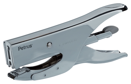 Petrus 222 Grapadora de Tenaza - Hasta 40 Hojas - Grapado Cerrado y Abierto - Diseo Ergonomico - Color Cromado