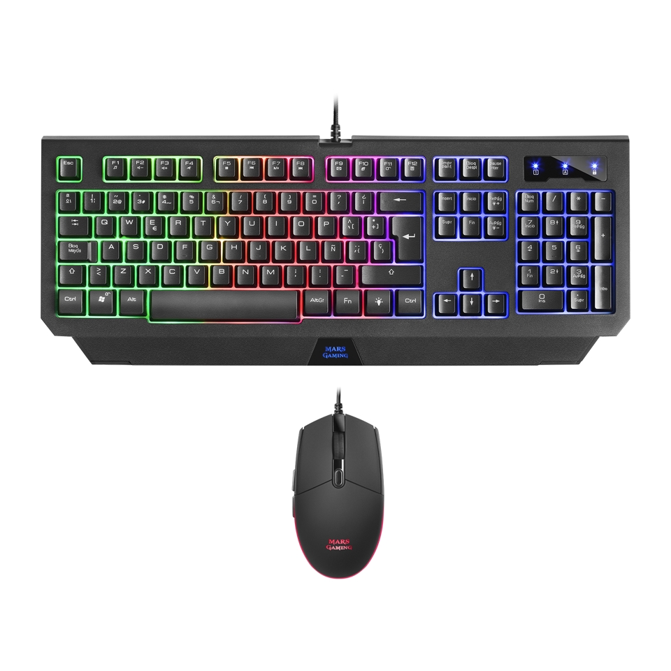 Mars Gaming Pack Teclado con Tecnologia H-Mech + Raton 3200dpi 6 Botones - Conectividad USB - Iluminacion RGB - Antighosting - Cable de 1.50m