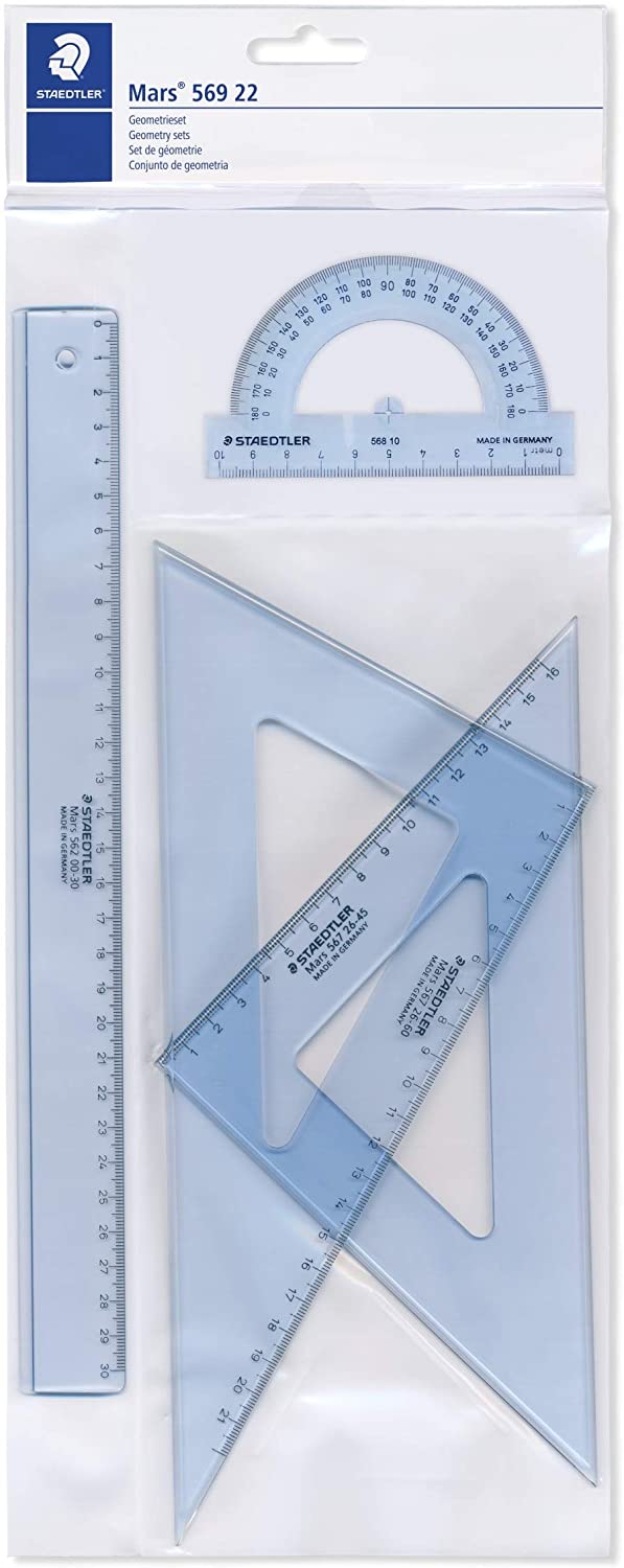 Staedtler Pack de 4 Reglas - Regla Recta - Transportador - Escuadra - Cartabon