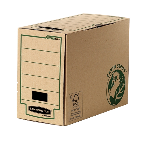 Fellowes Bankers Box Earth Caja de Archivo Definitivo Folio 150mm - Montaje Manual - Carton Reciclado Certificacion FSC - Color Marron