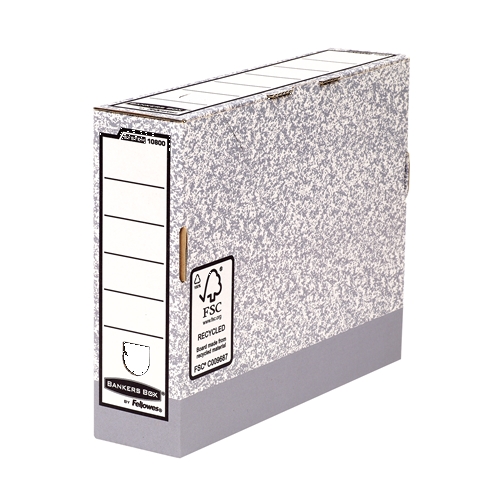Fellowes Bankers Box Caja de Archivo Definitivo 80mm A4 - Montaje Automatico Fastfold - Carton Reciclado Certificacion FSC - Color Gris