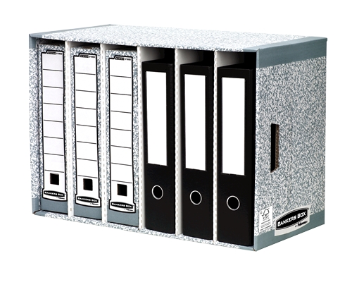 Fellowes Bankers Box Clasificador de Archivadores - Montaje Automatico Fastfold - Carton Reciclado Certificacion FSC - Color Gris