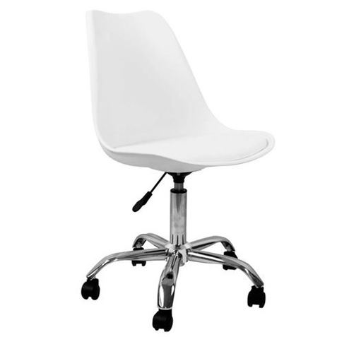 Muvip Silla de Escritorio OF1600 - Asiento Acolchado - Elevacion a Gas - Ajuste de Altura - Base Giratoria Cromada - Peso Max. 120kg