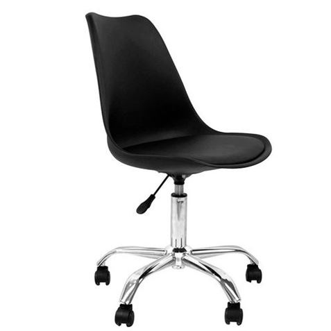 Muvip Silla de Escritorio OF1600 - Asiento Acolchado - Elevacion a Gas - Ajuste de Altura - Base Giratoria Cromada - Peso Max. 120kg