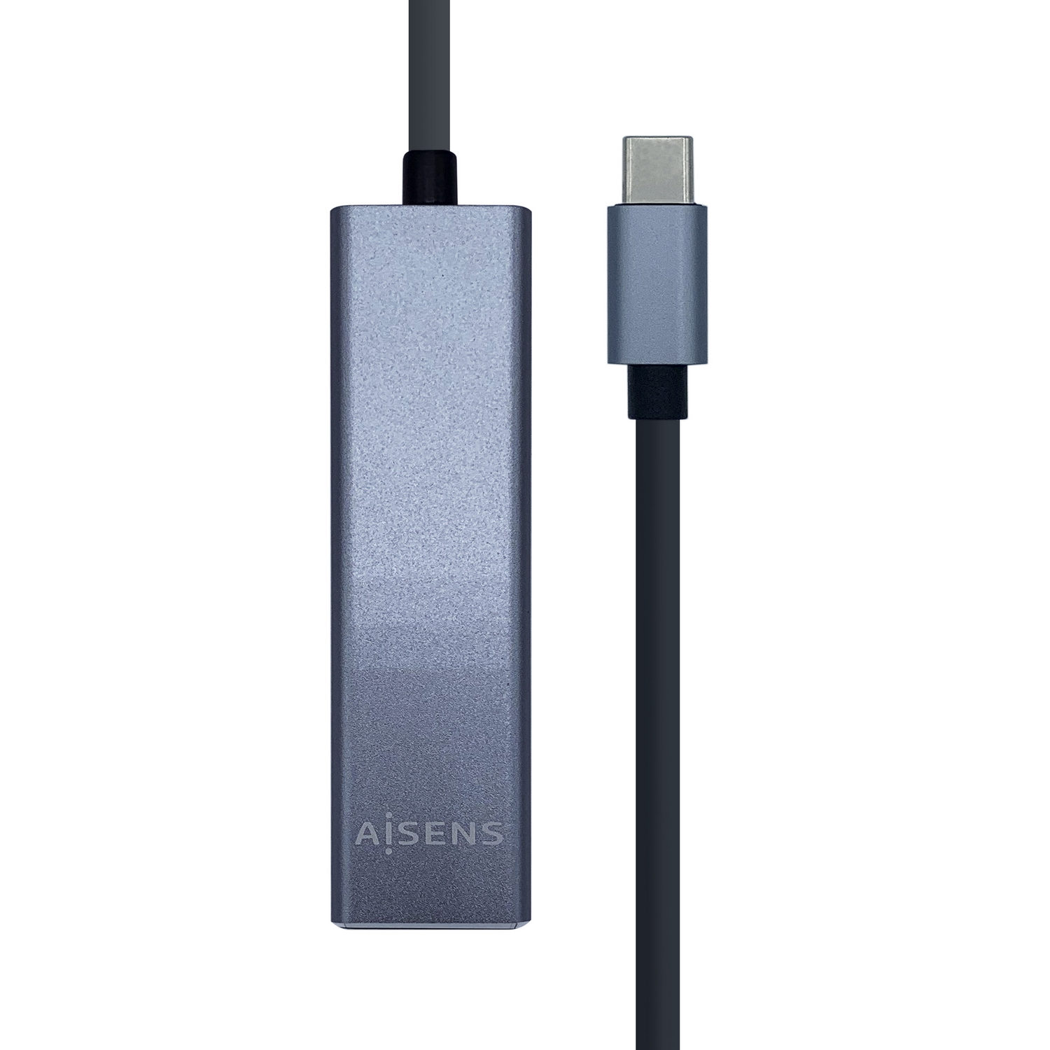 Aisens Conversor USB3.1 GEN1 USB-C a Ethernet GIGABIT 10/100/1000 MBPS + HUB 3xUSB3.0 - 15cm - Color Gris