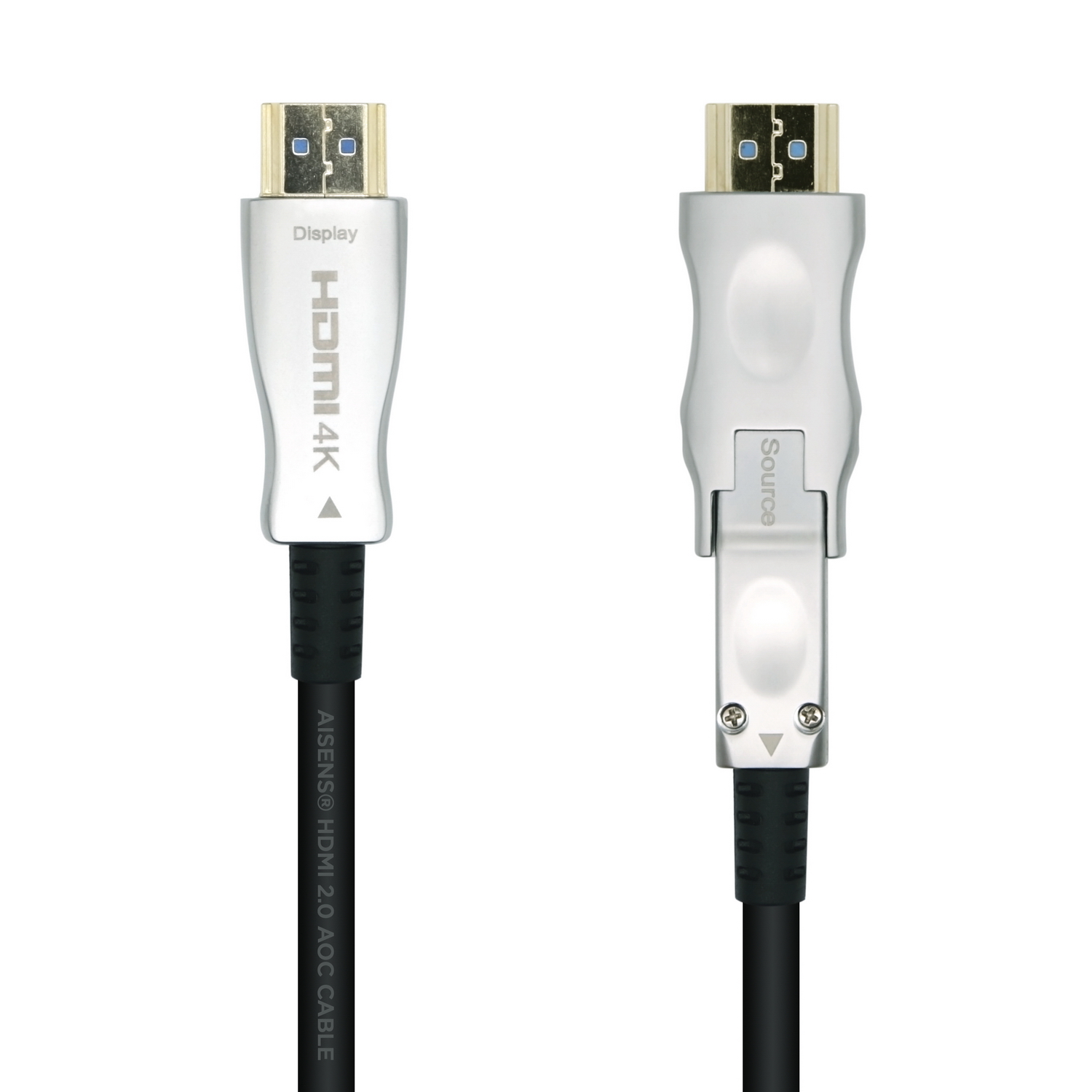 Aisens Cable HDMI V2.0 AOC (Active Optical Cable) Desmontable Premium Alta Velocidad / HEC 4K@60Hz 4:4:4 18Gbps - A/M-D/A/M - 50m - Color Negro
