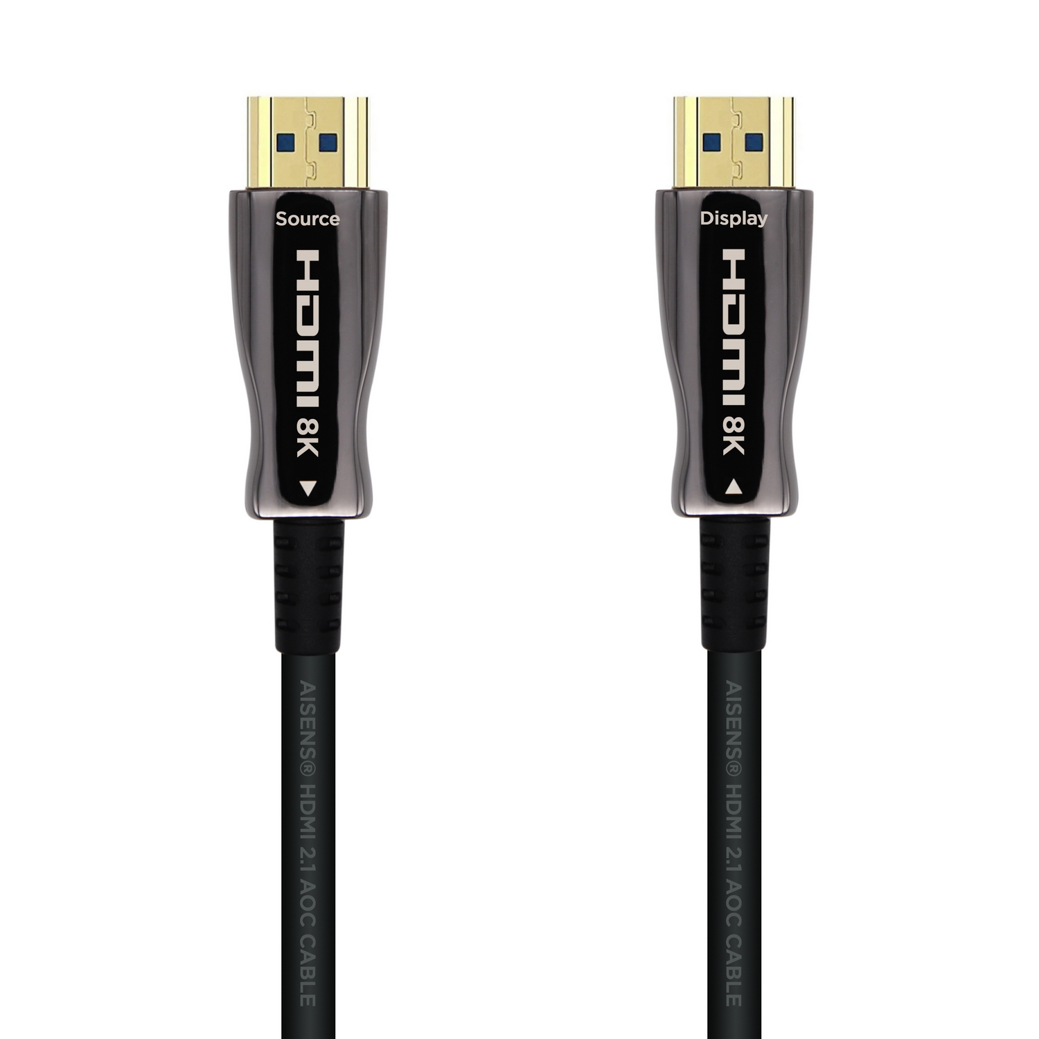 Aisens Cable HDMI V2.1 AOC (Active Optical Cable) Fibra Optica Ultra Alta Velocidad UHS 8K@60Hz 4K@120Hz 4:4:4 48Gbps - A/M-A/M - 10m - Color Negro